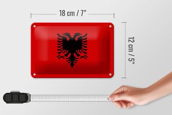 Signe en étain drapeau de l'albanie 18x12cm, décoration du drapeau de l'albanie 5