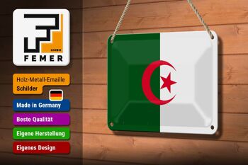 Signe en étain drapeau de l'algérie 18x12cm, décoration du drapeau de l'algérie 3