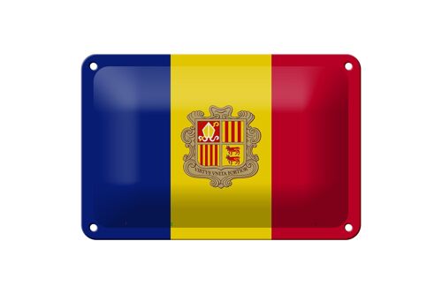 Blechschild Flagge Andorras 18x12cm Flag of Andora Dekoration