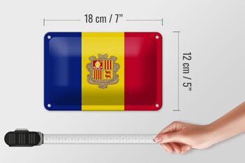 Signe en étain drapeau d'andorre 18x12cm, décoration de drapeau d'andorre 5