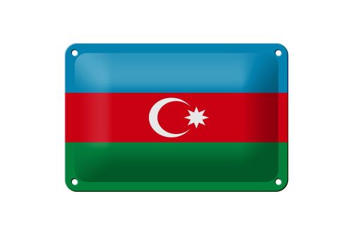 Blechschild Flagge Aserbaidschan 18x12cm Flag of Azerbaijan Dekoration