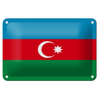 Blechschild Flagge Aserbaidschan 18x12cm Flag of Azerbaijan Dekoration