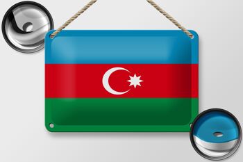 Signe en étain drapeau de l'azerbaïdjan 18x12cm, décoration du drapeau de l'azerbaïdjan 2