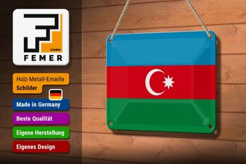 Signe en étain drapeau de l'azerbaïdjan 18x12cm, décoration du drapeau de l'azerbaïdjan 3