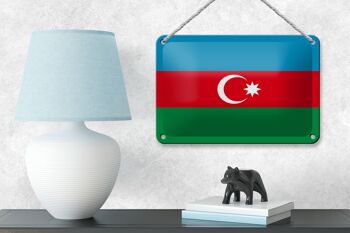 Signe en étain drapeau de l'azerbaïdjan 18x12cm, décoration du drapeau de l'azerbaïdjan 4