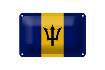 Signe en étain drapeau de la Barbade 18x12cm, décoration du drapeau de la Barbade 1