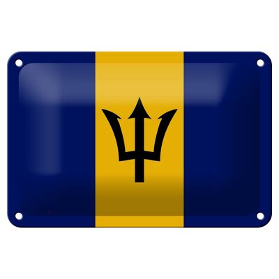 Blechschild Flagge Barbados 18x12cm Flag of Barbados Dekoration