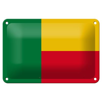 Signe en étain drapeau du bénin 18x12cm, décoration du drapeau du bénin