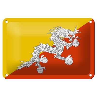 Blechschild Flagge Bhutans 18x12cm Flag of Bhutan Dekoration