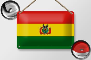 Signe en étain drapeau de la bolivie, 18x12cm, décoration du drapeau de la bolivie 2