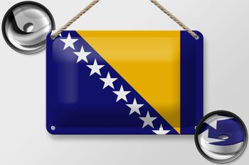 Drapeau en étain de la bosnie-herzégovine, 18x12cm, décoration de drapeau 2