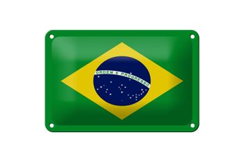 Signe en étain drapeau du brésil 18x12cm, décoration du drapeau du brésil 1