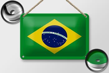 Signe en étain drapeau du brésil 18x12cm, décoration du drapeau du brésil 2