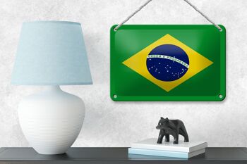 Signe en étain drapeau du brésil 18x12cm, décoration du drapeau du brésil 4