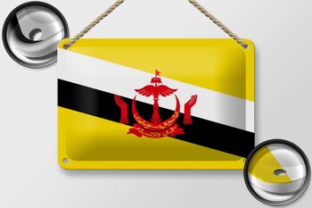 Drapeau du Brunei en étain, 18x12cm, décoration du drapeau du Brunei 2