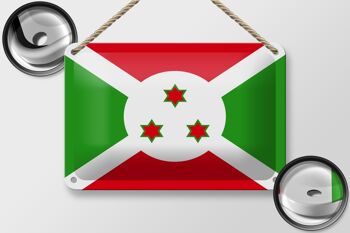 Signe en étain drapeau du Burundi 18x12cm, décoration du drapeau du Burundi 2