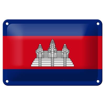 Cartel de chapa con bandera de Camboya, 18x12cm, decoración de bandera de Camboya