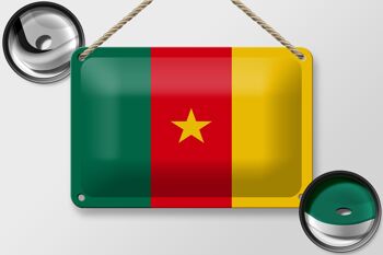 Signe en étain drapeau du cameroun 18x12cm, décoration du drapeau du cameroun 2