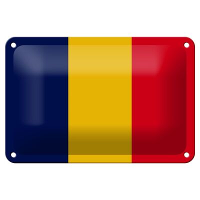 Signe en étain drapeau du tchad 18x12cm, décoration du drapeau du tchad