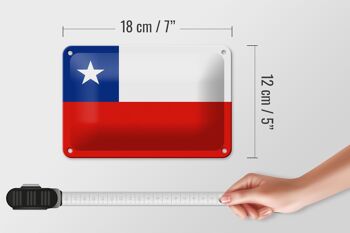 Signe en étain drapeau du chili 18x12cm, décoration du drapeau du chili 5