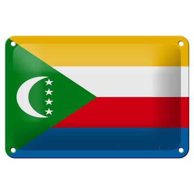 Signe en étain drapeau des Comores 18x12cm, décoration du drapeau des Comores