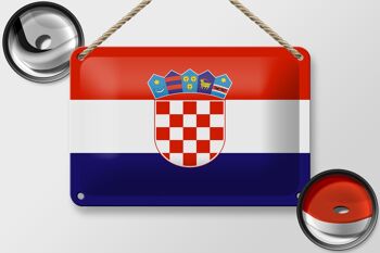 Signe en étain drapeau de la croatie, 18x12cm, décoration du drapeau de la croatie 2