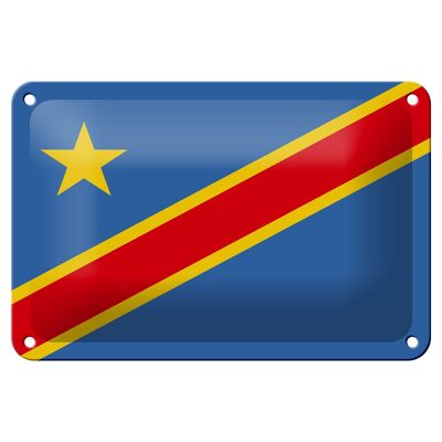 Targa in metallo bandiera DR Congo 18x12 cm Decorazione bandiera democratica del Congo