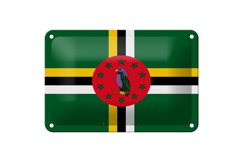 Blechschild Flagge Dominicas 18x12cm Flag of Dominica Dekoration