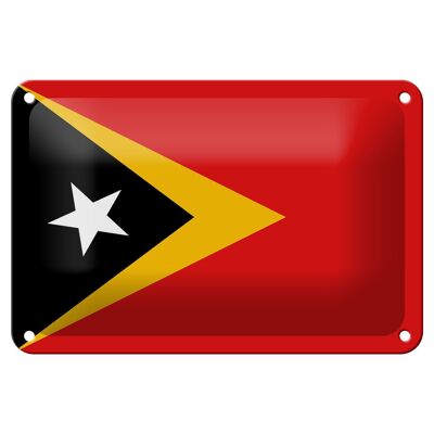 Signe en étain drapeau du Timor oriental 18x12cm, décoration du drapeau du Timor oriental