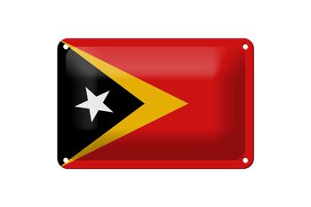 Signe en étain drapeau du Timor oriental 18x12cm, décoration du drapeau du Timor oriental 1