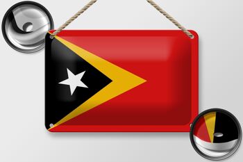 Signe en étain drapeau du Timor oriental 18x12cm, décoration du drapeau du Timor oriental 2
