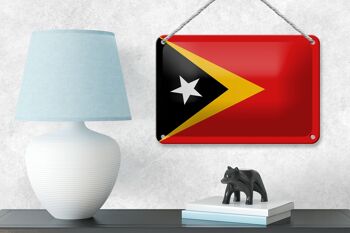 Signe en étain drapeau du Timor oriental 18x12cm, décoration du drapeau du Timor oriental 4