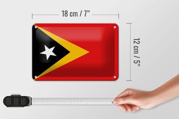 Signe en étain drapeau du Timor oriental 18x12cm, décoration du drapeau du Timor oriental 5