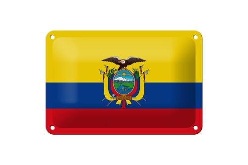 Blechschild Flagge Ecuadors 18x12cm Flag of Ecuador Dekoration