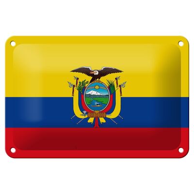 Targa in metallo Bandiera dell'Ecuador 18x12 cm Decorazione della bandiera dell'Ecuador