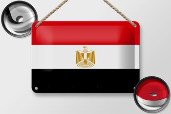 Signe en étain drapeau de l'egypte 18x12cm, décoration du drapeau de l'egypte 2
