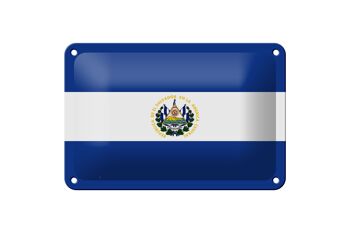 Signe en étain drapeau du Salvador 18x12cm, décoration du drapeau du Salvador 1