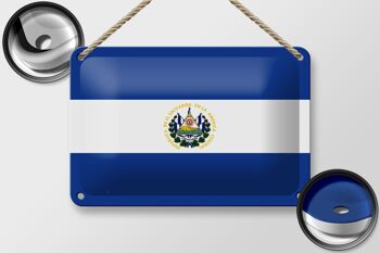 Signe en étain drapeau du Salvador 18x12cm, décoration du drapeau du Salvador 2