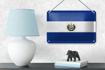 Signe en étain drapeau du Salvador 18x12cm, décoration du drapeau du Salvador 4