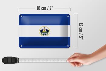 Signe en étain drapeau du Salvador 18x12cm, décoration du drapeau du Salvador 5