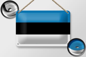 Signe en étain drapeau de l'estonie 18x12cm, décoration du drapeau de l'estonie 2