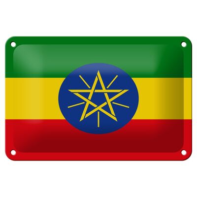 Targa in metallo Bandiera dell'Etiopia 18x12 cm Decorazione bandiera dell'Etiopia