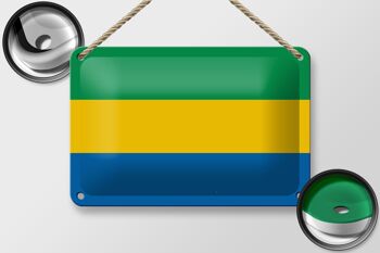 Signe en étain drapeau du Gabon 18x12cm, décoration du drapeau du Gabon 2