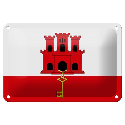 Cartel de chapa Bandera de Gibraltar 18x12cm Bandera de Gibraltar Decoración