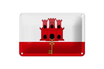 Signe en étain drapeau de Gibraltar 18x12cm, décoration du drapeau de Gibraltar 1