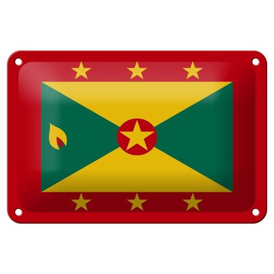 Signe en étain drapeau de la Grenade 18x12cm, décoration du drapeau de la Grenade