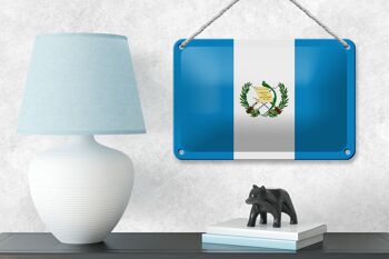 Signe en étain drapeau du Guatemala 18x12cm, décoration du drapeau du Guatemala 4