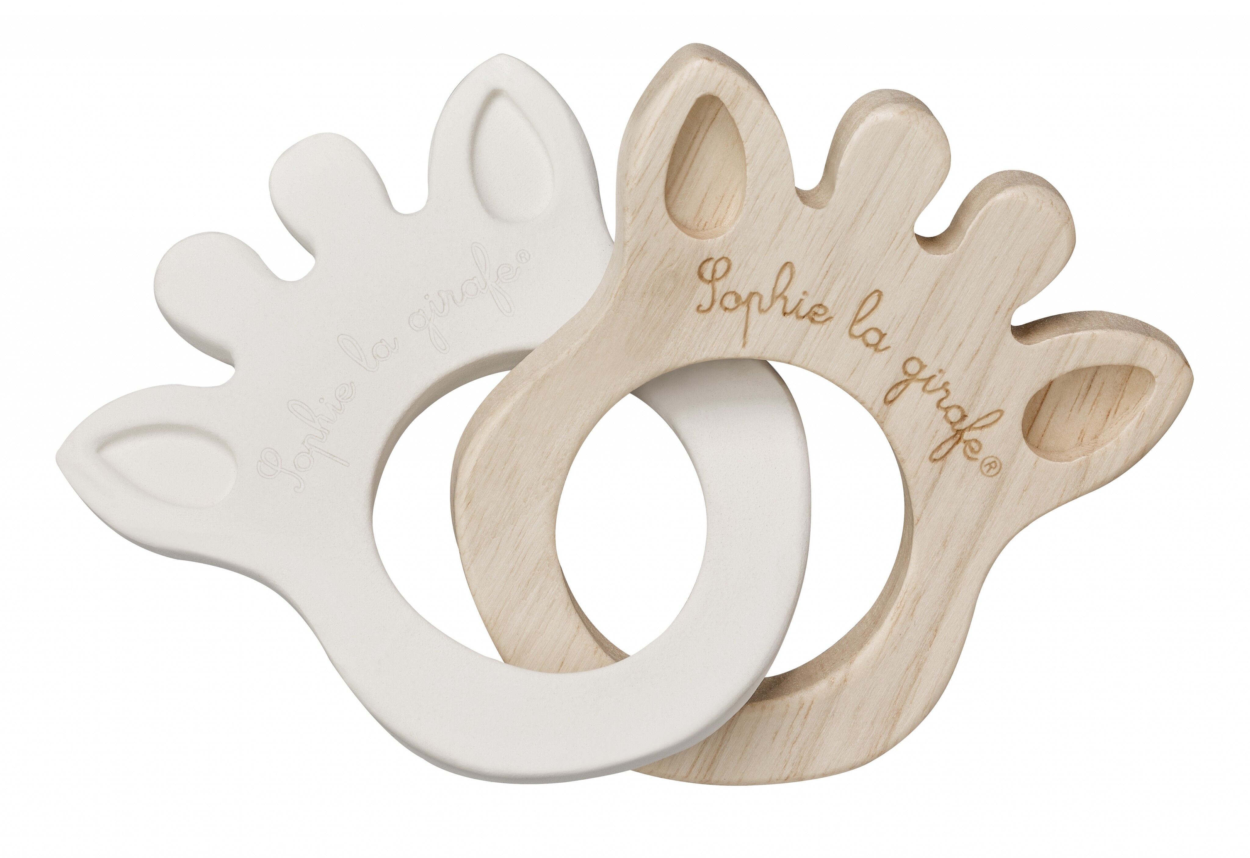 Sophie la girafe Anello So'pure silhouette
 (realizzato al 100% in gomma naturale + legno di Hevea)