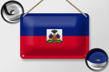 Signe en étain drapeau d'haïti 18x12cm, décoration du drapeau d'haïti 2