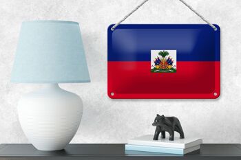 Signe en étain drapeau d'haïti 18x12cm, décoration du drapeau d'haïti 4